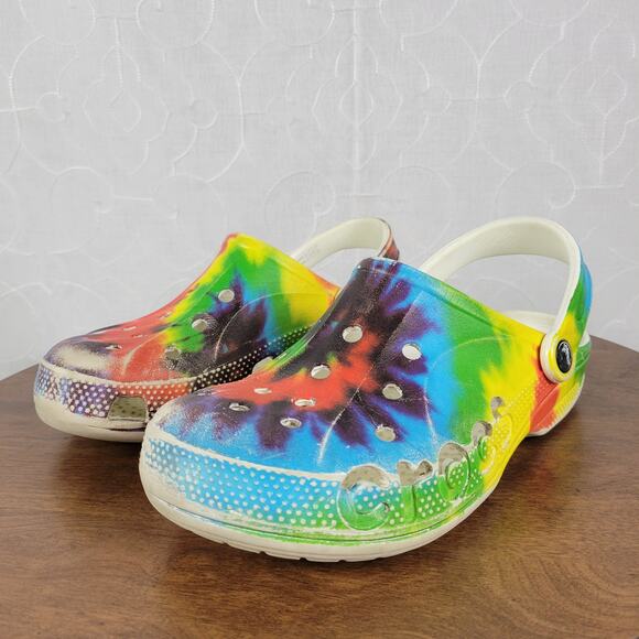 Crocs Shoes - Crocs Mens Sandals 6M/8W Muticolor Tie Dye Classic Graphic Unisex Slingback